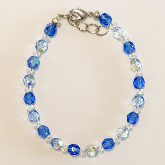 Sapphire Blue & Light Blue Czech Bead Bracelet - Picture 2 of 3
